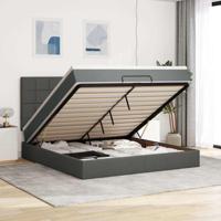 Ottoman bed met matras en LED's 160x200cm stof donkergrijs
