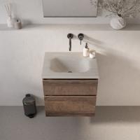 BRAUER Dune Medium wastafel 60 cm met 1 wasbak en 0 kraangaten sintered stone Ivory Travertin