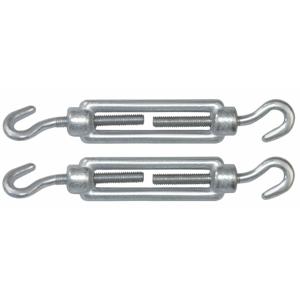 AMIG Spanschroeven/draadspanner met haak/haak - 2x - 12.5cm - verzinkt staal - 300kg - M10 schroefdr