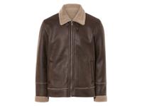 LIVERGY Heren bikerjack met imitatiebont (M, Bruin)