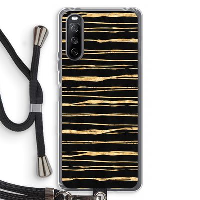 Gouden strepen: Sony Sony Xperia 10 III Transparant Hoesje met koord