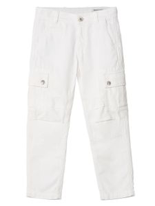 Brunello Cucinelli Kids pantalon en coton à poches cargo - Blanc