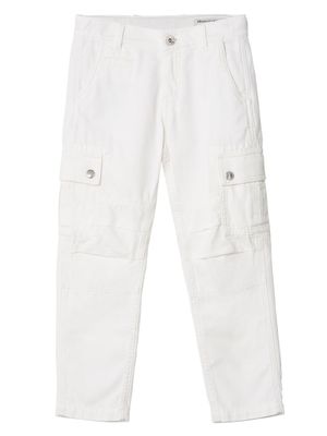 Brunello Cucinelli Kids pantalon en coton à poches cargo - Blanc