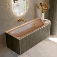 Badmeubel Mondiaz Kurve-Dlux | 125 cm | Meubelkleur Shadow | Wastafelkleur Saba | Solid surface | Wasbak linker zijde spoelbak | Zonder kraangat(en)