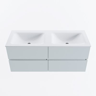 MONDIAZ VICA 120cm badmeubel onderkast Clay 4 lades. Wastafel CLOUD dubbel 2 kraangaten, kleur Talc.