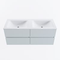 MONDIAZ VICA 120cm badmeubel onderkast Clay 4 lades. Wastafel CLOUD dubbel 2 kraangaten, kleur Talc.