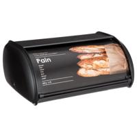 5Five Broodtrommel met afsluitbare klep - 35 x 23 x 15 cm - RVS - zwart met print