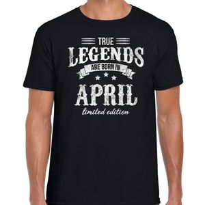 Legends are born in April cadeau t-shirt zwart voor heren - Verjaardag shirts