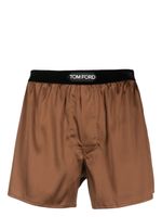 TOM FORD boxer en soie à taille à logo - Marron