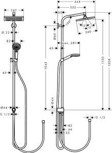 Hansgrohe Croma E 240 1jet Showerpipe Reno Met Ecosmart Chroom