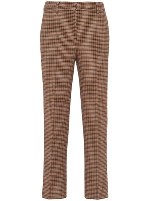 Prada pantalon en laine à motif pied-de-poule - Marron