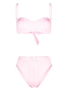 Noire Swimwear bikini ceinturé à taille haute - Rose