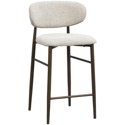 Leen Bakker - Barkruk Tibor - Stof/Metaal - Beige - 50x44x91 Cm