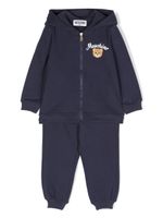 Moschino Kids hoodie zippé à logo imprimé - Bleu