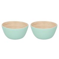 2x Bamboe snack schaaltjes pastelgroen 12 cm