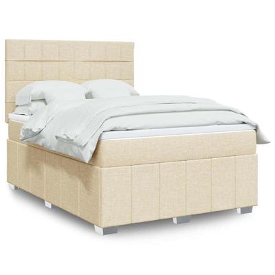 Boxspring met matras stof crèmekleurig 140x190 cm