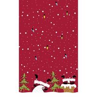 Kerstversiering papieren tafelkleden rood met kerstman benen 138 x 220 cm   - - thumbnail