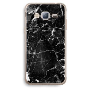 Zwart Marmer 2: Samsung Galaxy J3 (2016) Transparant Hoesje