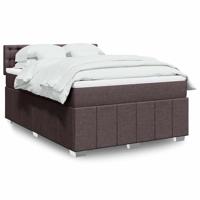 Boxspring met matras stof donkerbruin 140x190 cm