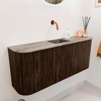 Toiletmeubel Mondiaz Joya Dlux | 103.2 cm | Meubelkleur Walnut | Faye wastafel Oza Wasbak Midden | Zonder kraangat(en)