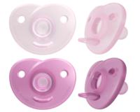 Set van 2 fopspenen voor pasgeborene van Philips AVENT Soothie C 1/2 ur zachtroze + framboosroze