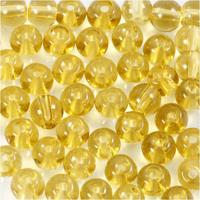 Creativ Company Glas kralen, d 4 mm, gatgrootte 1 mm, geel, 45 stuk/ 1 doos