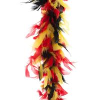 Carnaval verkleed veren boa - 200 cm - kleuren Belgie/Duitsland - zwart/rood/geel - thumbnail