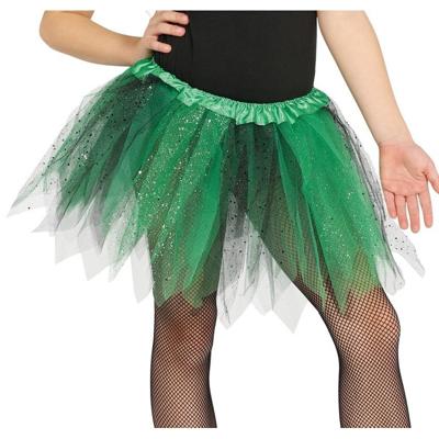 Heksen petticoat/tutu verkleed rokje - groen/zwart - 31 cm - voor meisjes - Tule onderrokjes Heksen petticoat/tutu verkleed rokje - groen/zwart - 31 cm - voor meisjes - Tule onderrokjes