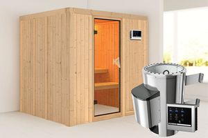 Karibu | Daria Sauna | Bronzeglas Deur | Kachel 3,6 kW Externe Bediening