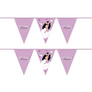 Set van 2x stuks vlaggenlijnen bruiloft/You and me forever 6 meter