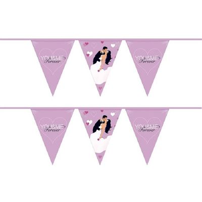 Set van 2x stuks vlaggenlijnen bruiloft/You and me forever 6 meter