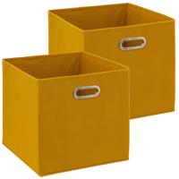 Opbergmand/kastmandje - 2x - Geel - 31 x 31 x 31 cm - 29 liter - Vakkenkast manden - Stof