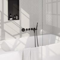 Brauer Black Edition Badkraan Inbouw - douchegarnituur - 20cm uitloop - met inbouwdeel - 3 gladde knoppen - handdouche staaf 1 stand - mat zwart 5-S-022 Brauer Black Edition Badkraan Inbouw - douchegarnituur - 20cm uitloop - met inbouwdeel - 3 gladde knoppen - handdouche staaf 1 stand - mat zwart 5-S-022