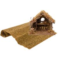 Houten kerststal - leeg - met ondergrond - 30 cm