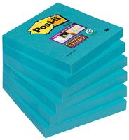 Post-it Super Sticky notes, 90 vel, ft 76 x 76 mm, pak van 6 blokken, blauw (paradise blue) - thumbnail