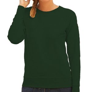 Groene sweater / sweatshirt trui met raglan mouwen en ronde hals voor dames