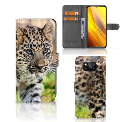 Xiaomi Poco X3 | Poco X3 Pro | Telefoonhoesje | Met pasjeshouder | Baby Luipaard