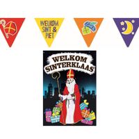 Sinterklaas versiering feestpakket inclusief 2x stuks vlaggenlijnen 6 meter en A1 deurposter - thumbnail