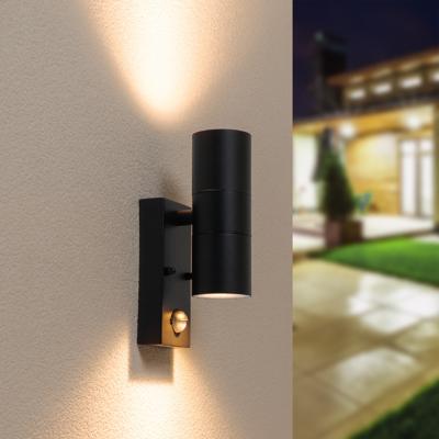 HOFTRONIC™ 6x Blenda wandlamp - 2700K warm wit - Bewegingsmelder en schemerschakelaar - Zwart - IP44 spatwaterdicht - Up & Downlight voor buiten