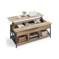 Salontafel in hoogte verstelbaar met opbergruimte onder het tafelblad, Kameelbruin + zwart / 60 x 120 x (48-62) cm