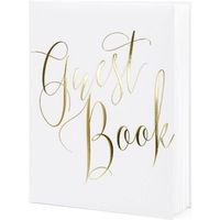 Witte/gouden gastenboeken 20 x 25 cm Guest Book - Gastenboeken - thumbnail