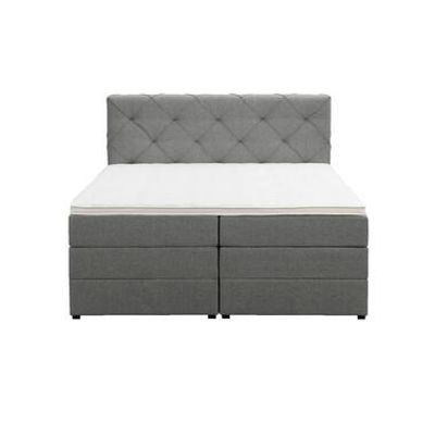 Boxspring met opbergruimte Liv geruit - lichtgrijs - 160x200 cm - Leen Bakker
