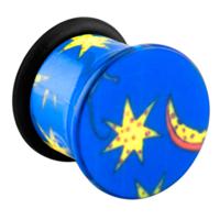 Single Flared Plug met zon en sterren Acryl Tunnels & Plugs