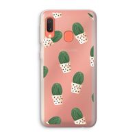 Cactusprint roze: Samsung Galaxy A20e Transparant Hoesje