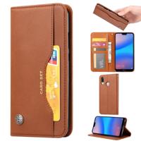 Knead huidtextuur horizontale Flip lederen case voor Huawei genieten van 9 plus/Y9 2019 met foto frame & houder & kaartsleuven & portemonnee (bruin)