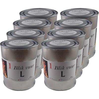 8x blik vuur tuinfakkel - 11 x 13 cm - 5-8 branduren - verlichting in blik - tuinkaars