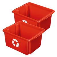 Sunware opslagbox - 2x - rood - 32 liter - 45 x 36 x 24 cm - kunststof - opbergbox