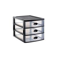 Bureau organizer - 3 lades - zwart/transparant - L35,5 x B27 x H27 cm - Ladeblok