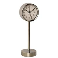 Tafelklok staand - metaal - zilver - 22 cm- pilaarklok - kinderkamer klokje