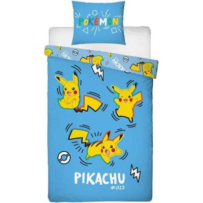 Beddengoedset - POKEMON - Pikachu - Microvezel - 1 dekbedovertrek 140 x 200 cm + 1 kussensloop 63 x 63 cm
